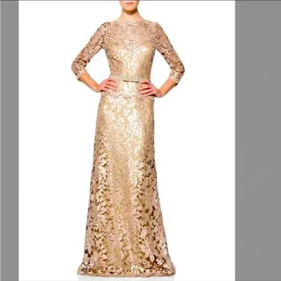 Tadashi Shoji | Dresses | Tadashi Shoji Sequin Lace Dress Size 4 | Poshmark